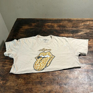 Rolling Stones crop T shirt boxy oversized medium lips tongue